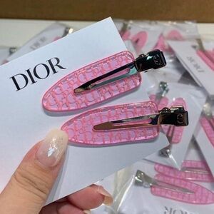 Dior Pink Monogram Resin Hair Clips